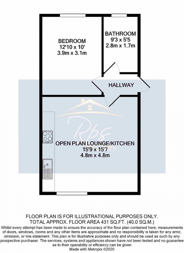 Floor Plan Image for 1 Bedroom Flat for Sale in Longwood Avenue, Slough, SL3