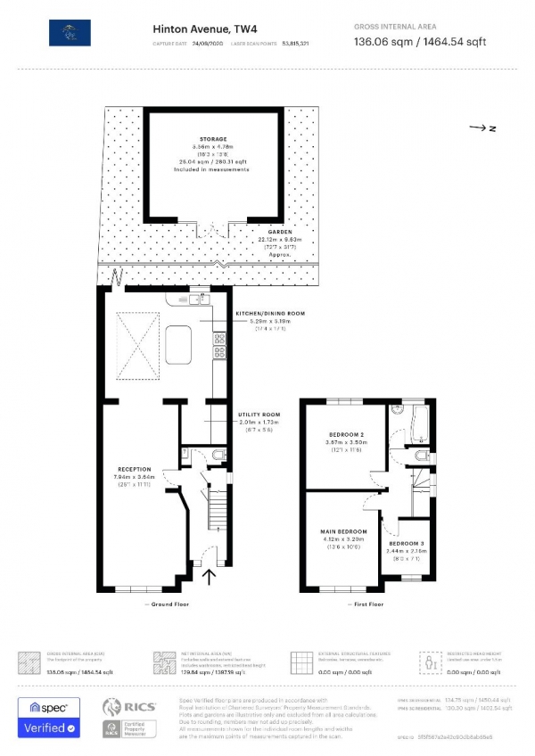 Floor Plan for 3 Bedroom Semi-Detached House for Sale in Hinton Avenue, Hounslow, TW4, TW4, 6AR -  &pound550,000