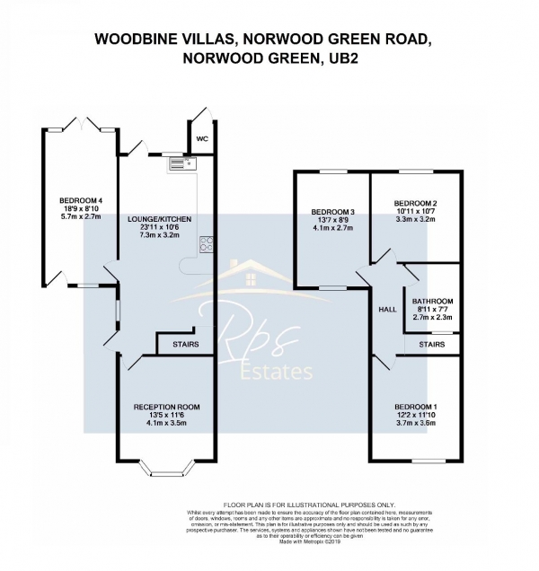 Floor Plan Image for 4 Bedroom Semi-Detached House for Sale in Woodbine Villas, Norwood Green Road, Norwood Green, UB2