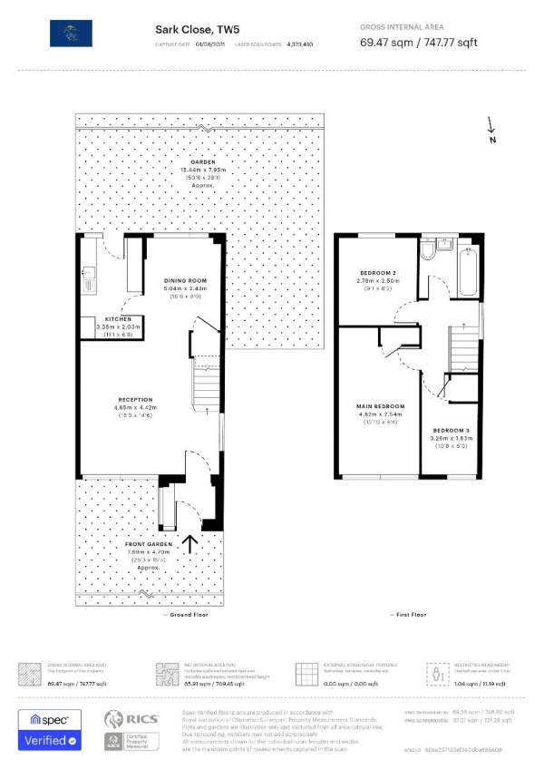 Floor Plan Image for 3 Bedroom End of Terrace House for Sale in Sark Close, Heston, TW5