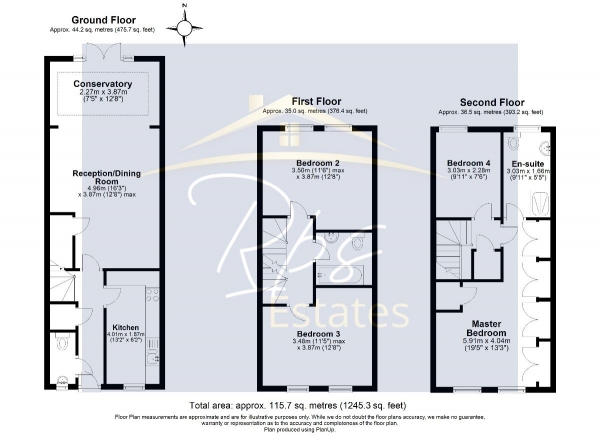 Floor Plan Image for 4 Bedroom Town House for Sale in West Gate Mews, 428 Whippendell Road, Watford, WD18