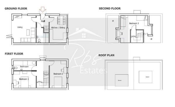 Floor Plan for 2 Bedroom Semi-Detached House for Sale in Cranford Lane, Hounslow, TW5, TW5, 9HE -  &pound525,000