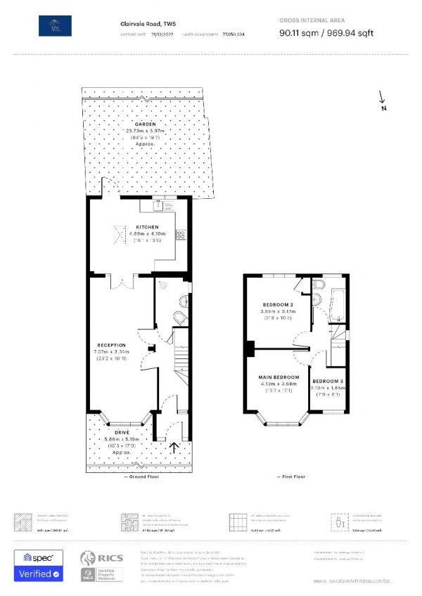 Floor Plan for 3 Bedroom Semi-Detached House for Sale in Clairvale Road, Heston, TW5, TW5, 9AE - OIRO &pound525,000