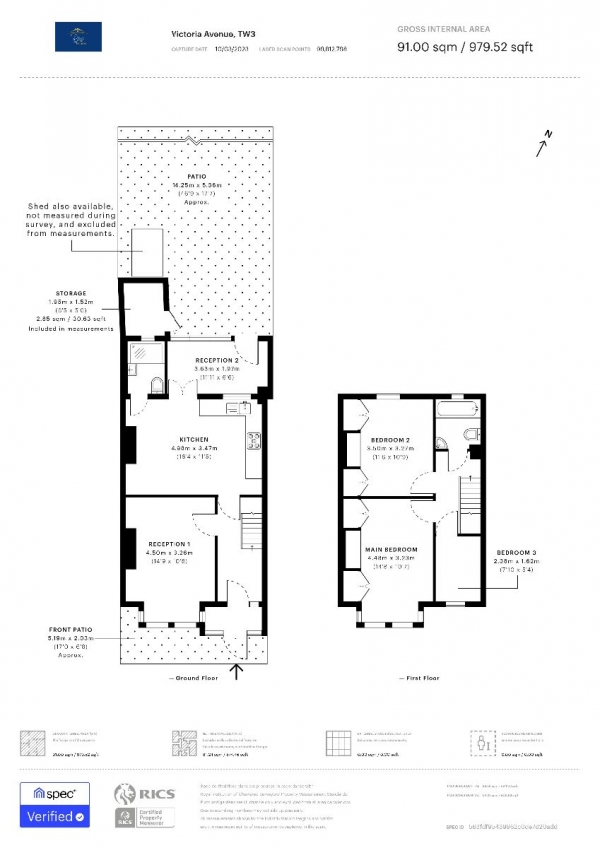 Floor Plan Image for 3 Bedroom Terraced House for Sale in Victoria Avenue, Hounslow, TW3