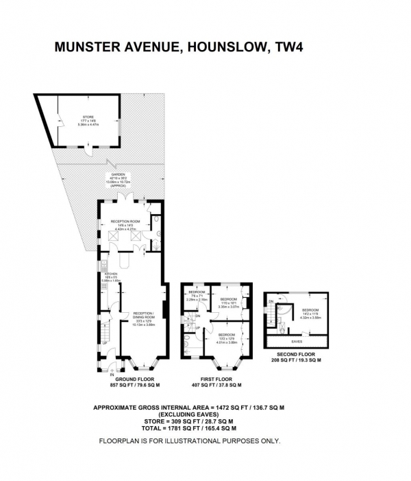 Floor Plan Image for 4 Bedroom Semi-Detached House for Sale in Munster Avenue, Hounslow, TW4
