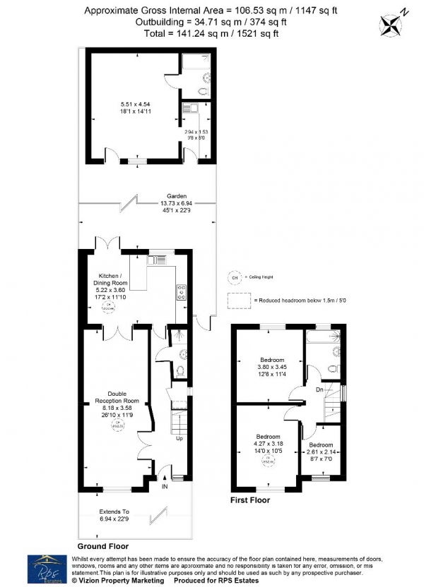 Floor Plan for 3 Bedroom Semi-Detached House for Sale in Heston Avenue, Heston, TW5, TW5, 9EX - OIRO &pound695,000
