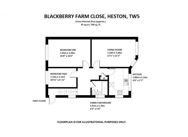 Floor Plan Image for 2 Bedroom Maisonette for Sale in Blackberry Farm Close, Hounslow, TW5