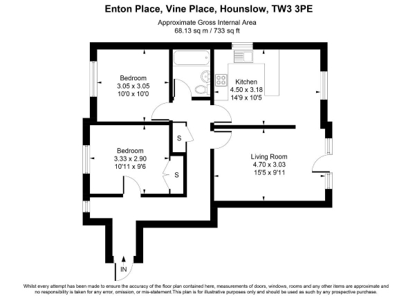 Floor Plan Image for 2 Bedroom Flat for Sale in Enton Place, Vine Place, Hounslow, TW3