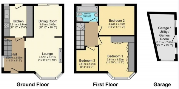 Floor Plan Image for 3 Bedroom Semi-Detached House for Sale in Bannister Close, Langley, SL3