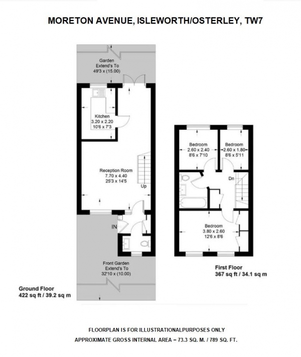 Floor Plan Image for 3 Bedroom Terraced House for Sale in Moreton Avenue, Isleworth/Osterley, TW7