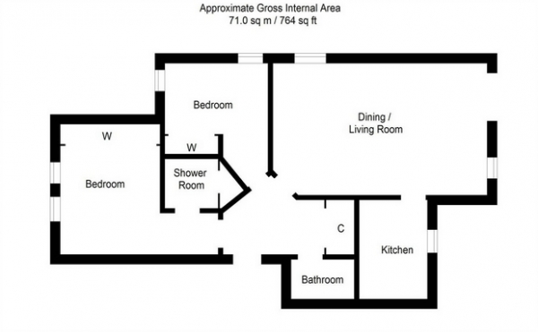 Floor Plan Image for 2 Bedroom Flat for Sale in Riverside Park, Blairgowrie, Perth and Kinross