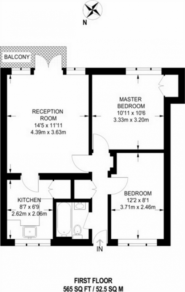 Floor Plan Image for 2 Bedroom Flat for Sale in The Grange, London