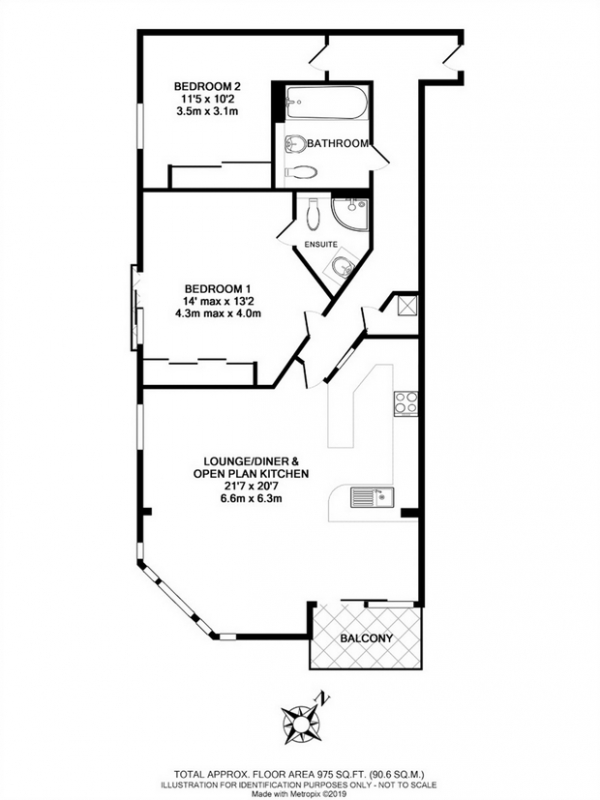 Floor Plan Image for 2 Bedroom Flat for Sale in 2 Bridge Street, York