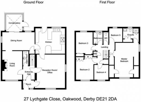 Floor Plan for 5 Bedroom Detached House for Sale in Lychgate Close, Oakwood, Derby, Derby, DE21, 2DA -  &pound330,000