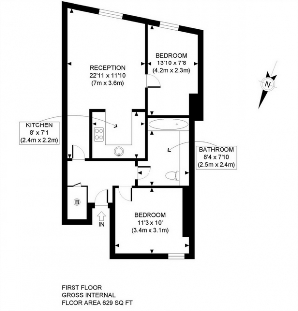 Floor Plan Image for 2 Bedroom Flat for Sale in Uxbridge Road, London