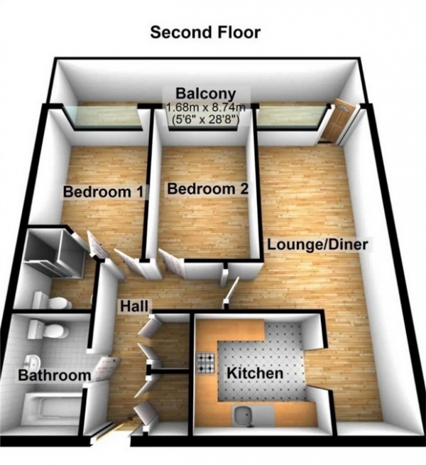 Floor Plan Image for 2 Bedroom Flat for Sale in 102 Erith High Street, Erith, Kent