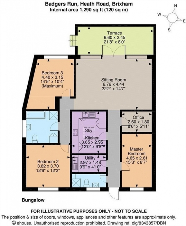 Floor Plan Image for 3 Bedroom Detached Bungalow for Sale in Heath Road, Brixham, Devon