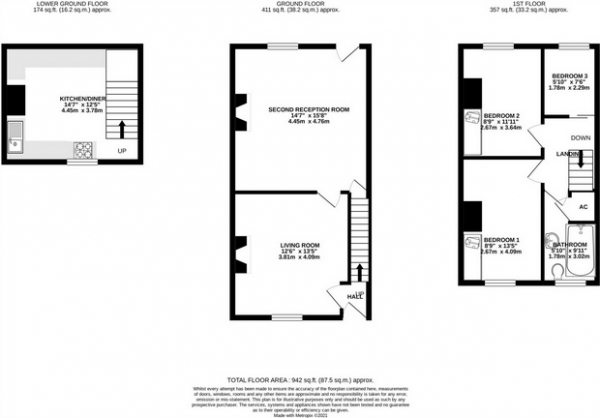 Floor Plan Image for 3 Bedroom End of Terrace House for Sale in Ripon Street, Halifax, West Yorkshire