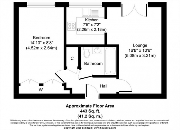 Floor Plan Image for 1 Bedroom Flat for Sale in St Georges Road, Addlestone, Surrey