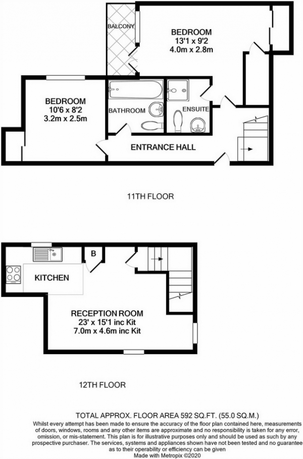 Floor Plan Image for 2 Bedroom Flat for Sale in 6 Whitehorse Road, Croydon, Surrey