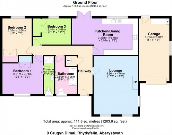 Floor Plan Image for 3 Bedroom Detached House for Sale in Crugyn Dimai, Rhydyfelin, Aberystwyth, Ceredigion