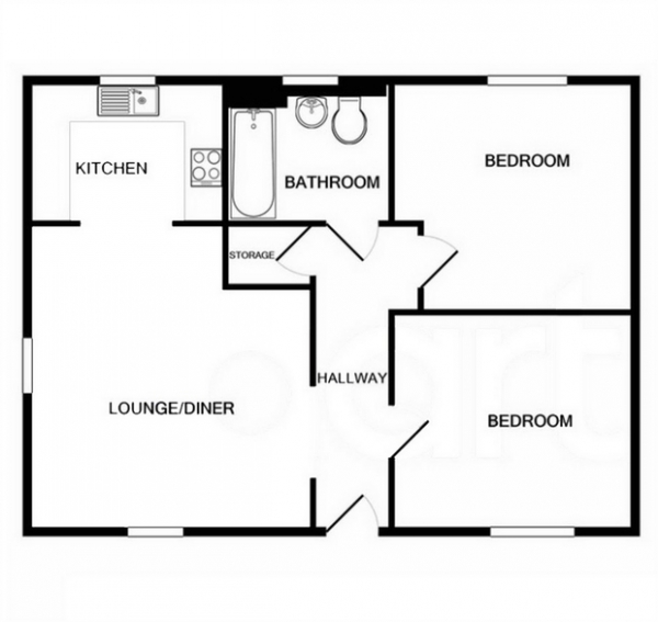 Floor Plan Image for 2 Bedroom Flat for Sale in Lupin Close, Rush Green, Romford, Greater London