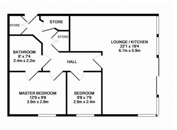 Floor Plan Image for 2 Bedroom Flat for Sale in Clowes Street, Salford, Greater Manchester