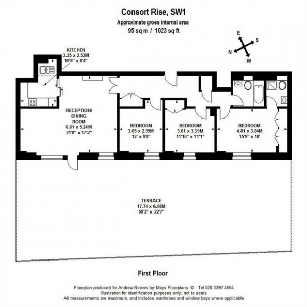 Floor Plan Image for 3 Bedroom Flat to Rent in Buckingham Palace Road, Belgravia