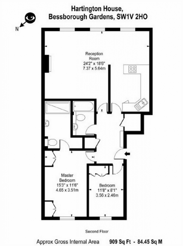 Floor Plan Image for 2 Bedroom Flat to Rent in Drummond Gate, Pimlico