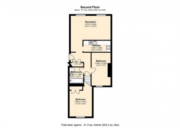 Floor Plan Image for 2 Bedroom Flat to Rent in Cumberland Street, Pimlico