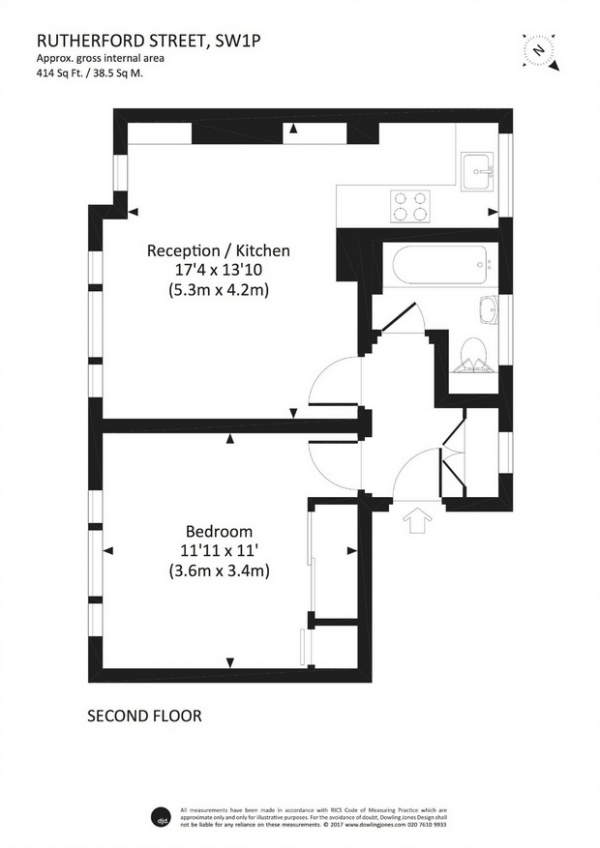 Floor Plan Image for 1 Bedroom Flat to Rent in Rutherford Street, Westminster