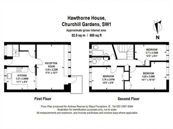 Floor Plan Image for 3 Bedroom Ground Maisonette to Rent in Churchill Gardens, Pimlico