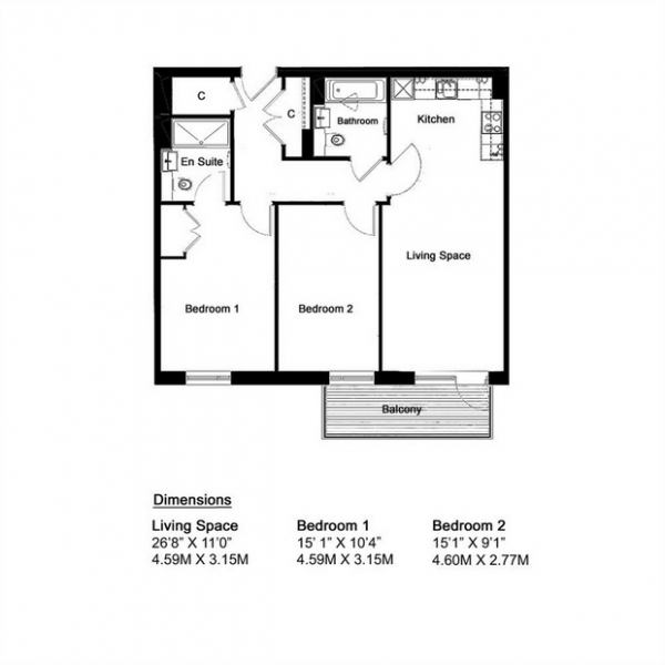 Floor Plan Image for 2 Bedroom Flat for Sale in Aerodrome Road, Colindale