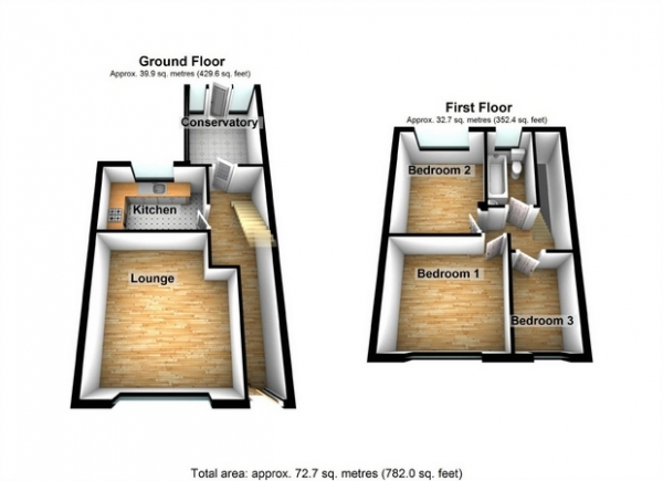 Floor Plan Image for 3 Bedroom Terraced House for Sale in Kennedy Road, Hanwell, LONDON
