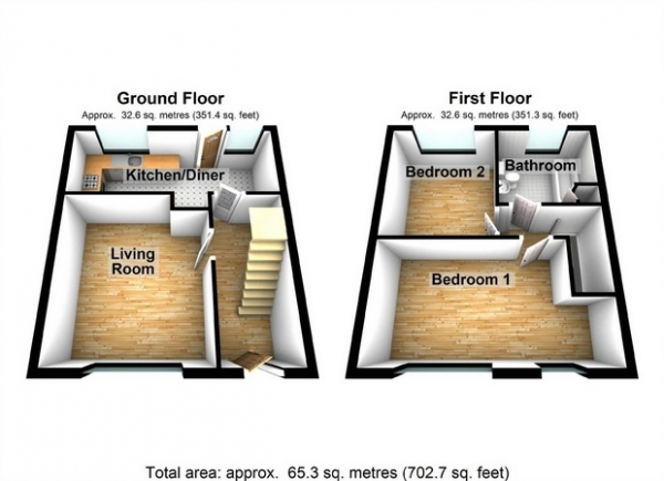 Floor Plan Image for 2 Bedroom Terraced House for Sale in Wakeling Road, Hanwell, London