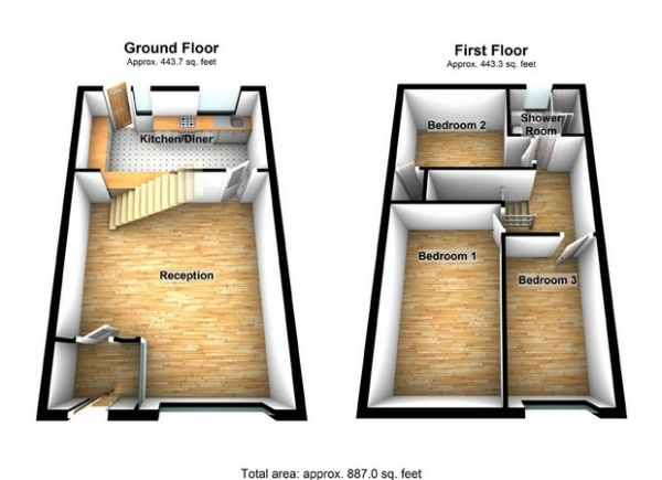 Floor Plan Image for 3 Bedroom Terraced House for Sale in Kingston Close, Northolt, Middlesex