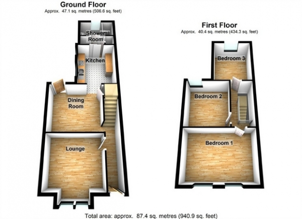 Floor Plan Image for 3 Bedroom Terraced House for Sale in Framfield Road, Hanwell, London