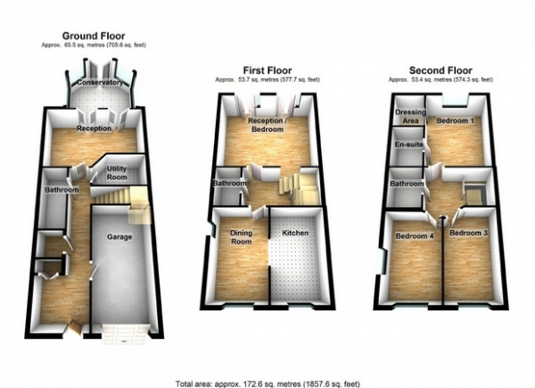 Floor Plan Image for 3 Bedroom Semi-Detached House for Sale in Chelsea Gardens, Ealing, London
