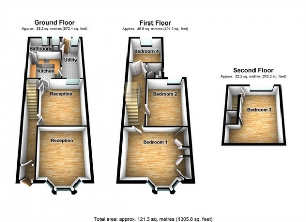 Floor Plan Image for 4 Bedroom Terraced House for Sale in North Road, Southall, Middlesex