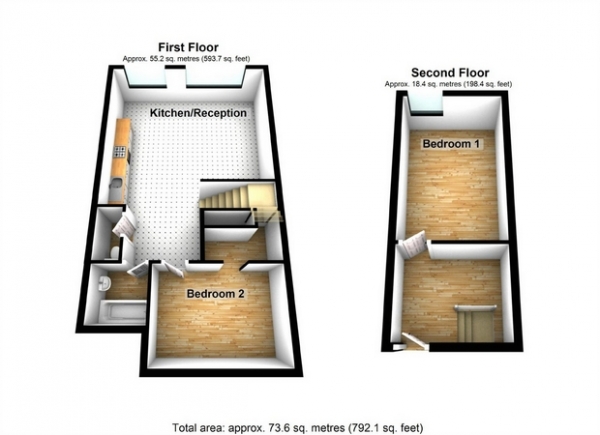 Floor Plan Image for 2 Bedroom Maisonette for Sale in Cheyne Path, Hanwell, London