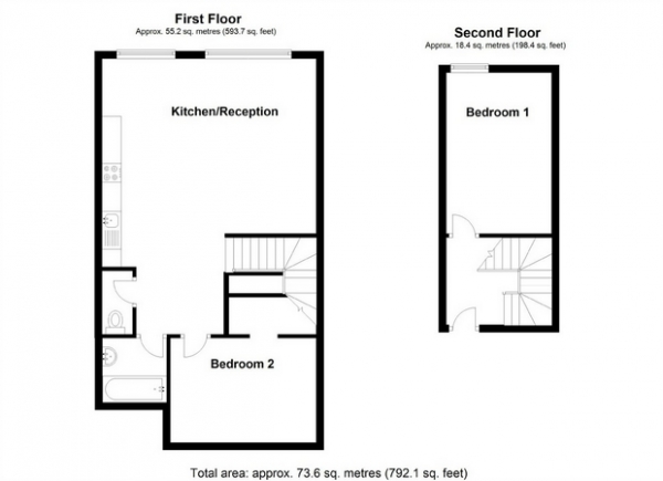 Floor Plan Image for 2 Bedroom Maisonette for Sale in Cheyne Path, Hanwell, London