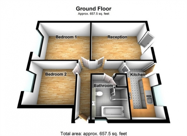 Floor Plan Image for 2 Bedroom Flat for Sale in Gifford Gardens, Hanwell, London