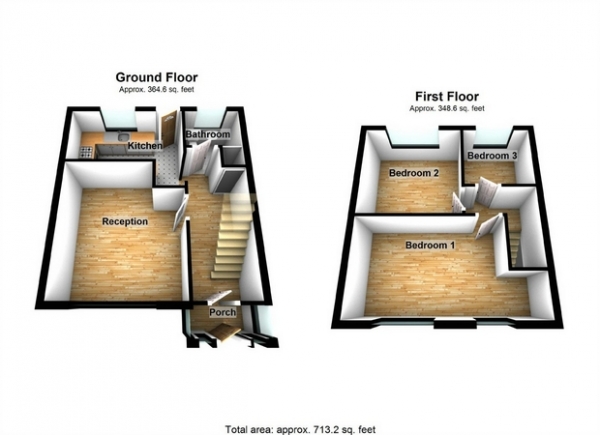 Floor Plan Image for 3 Bedroom Terraced House for Sale in Bordars Road, Hanwell, London