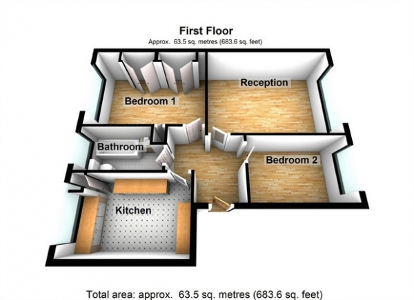 Floor Plan Image for 2 Bedroom Flat for Sale in Shirley Court, 1 Uxbridge Road, LONDON