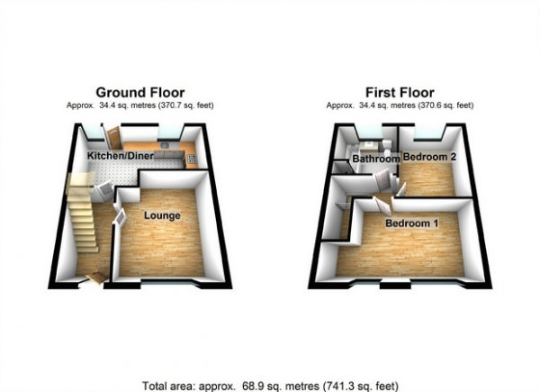 Floor Plan Image for 2 Bedroom Terraced House for Sale in Upfield Road, Hanwell, LONDON