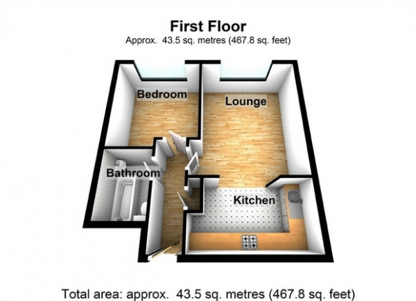 Floor Plan Image for 1 Bedroom Flat for Sale in 22 Green Lane, Hanwell, London