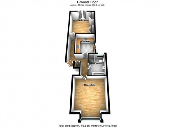 Floor Plan Image for 1 Bedroom Flat for Sale in Milton Road, Hanwell, London
