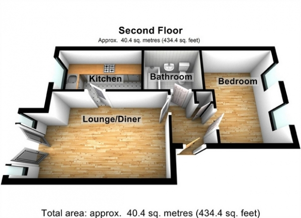 Floor Plan Image for 1 Bedroom Flat for Sale in Burket Close, Norwood Green, Southall, Middlesex