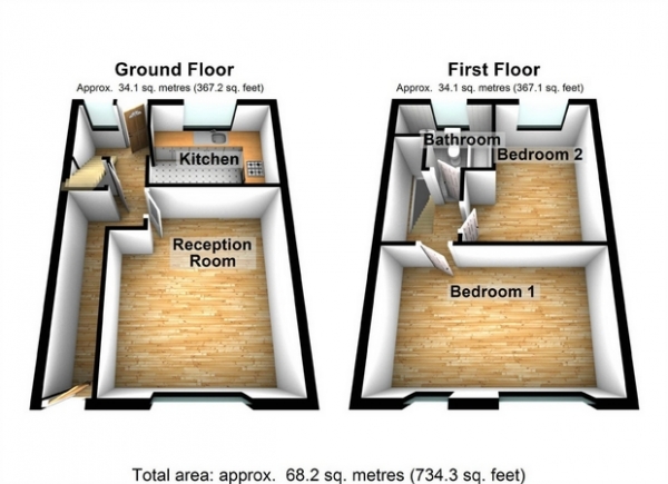 Floor Plan Image for 2 Bedroom Terraced House for Sale in Hall Drive, Hanwell, London