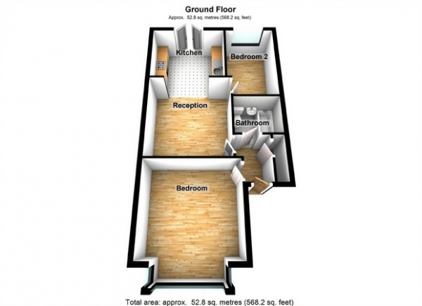 Floor Plan Image for 2 Bedroom Flat for Sale in Kings Avenue, Greenford, Middlesex